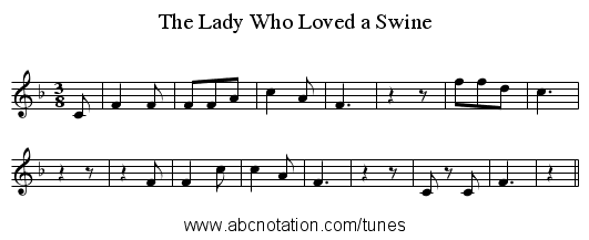 The Lady Who Loved a Swine - staff notation