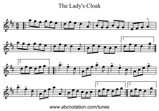 The Lady's Cloak - staff notation
