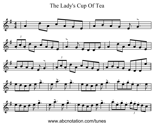 The Lady's Cup Of Tea - staff notation
