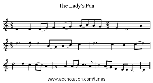 The Lady's Fan - staff notation