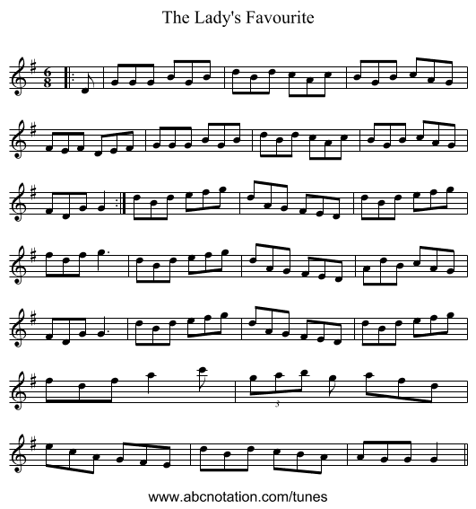 The Lady's Favourite - staff notation
