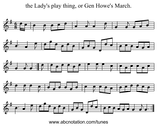 the Lady's play thing, or Gen Howe's March. - staff notation