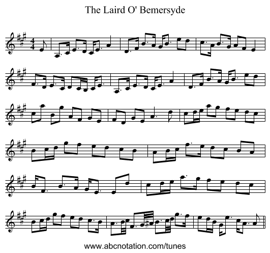 The Laird O' Bemersyde - staff notation