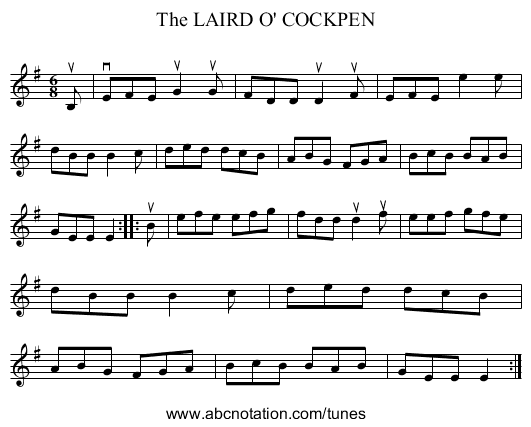 The LAIRD O' COCKPEN - staff notation
