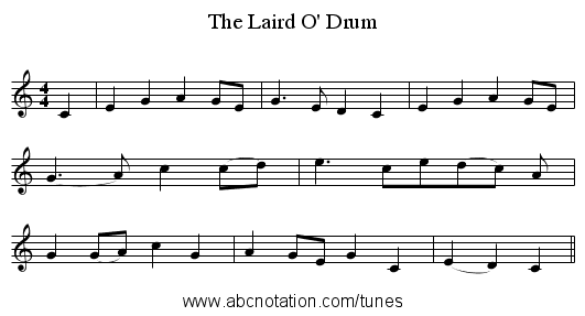 The Laird O' Drum - staff notation
