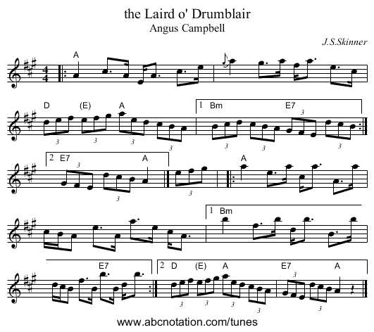 the Laird o' Drumblair - staff notation