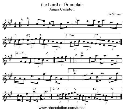 the Laird o' Drumblair - staff notation