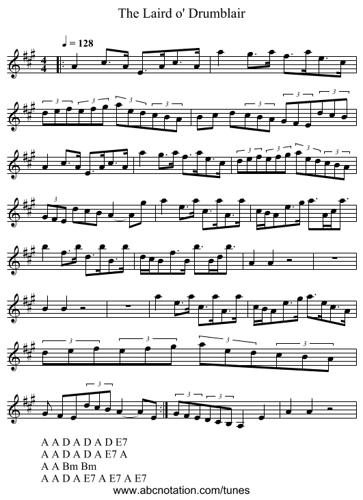 The Laird o' Drumblair - staff notation