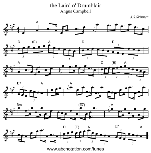 the Laird o' Drumblair - staff notation
