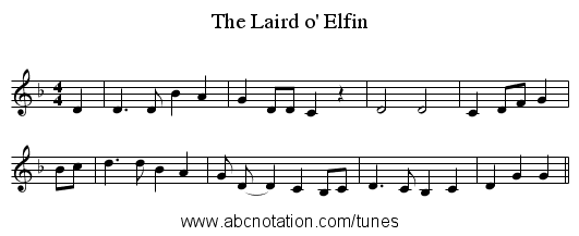 The Laird o' Elfin - staff notation