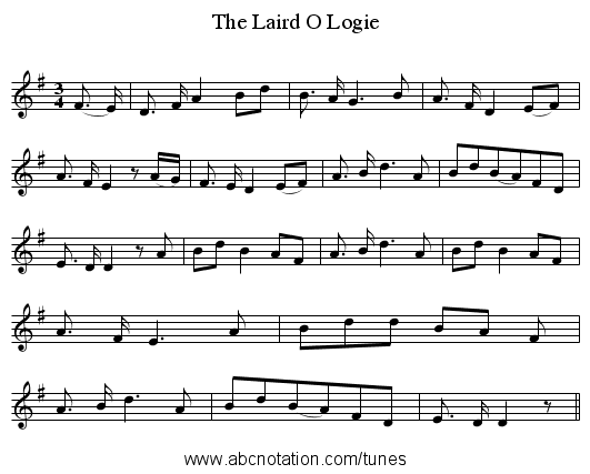 The Laird O Logie - staff notation