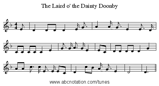 The Laird o' the Dainty Doonby - staff notation