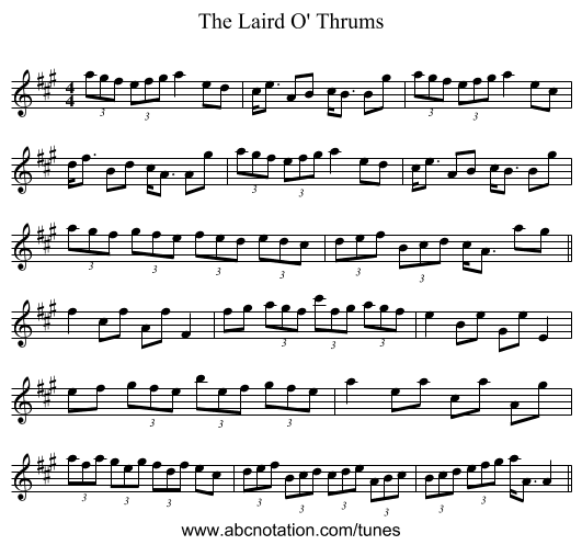 The Laird O' Thrums - staff notation