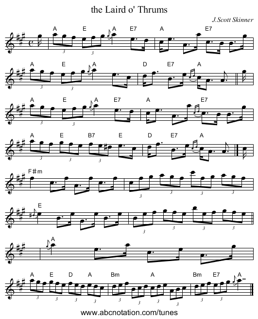 the Laird o' Thrums - staff notation