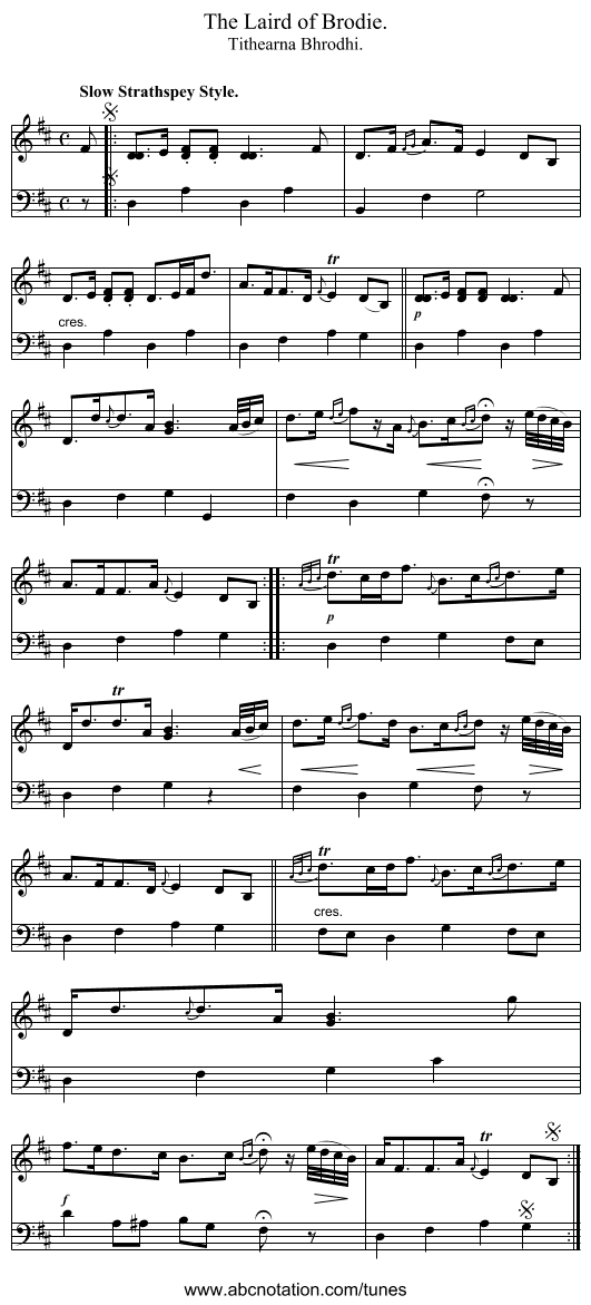 The Laird of Brodie. - staff notation