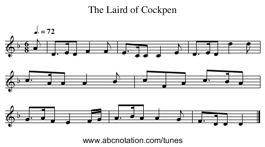 The Laird of Cockpen - staff notation