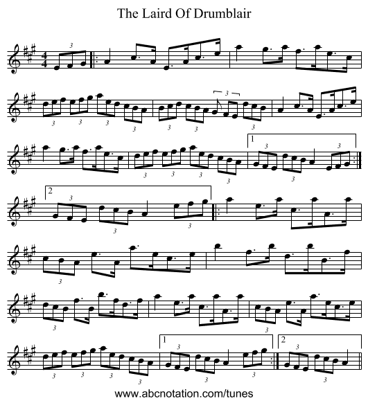 The Laird Of Drumblair - staff notation