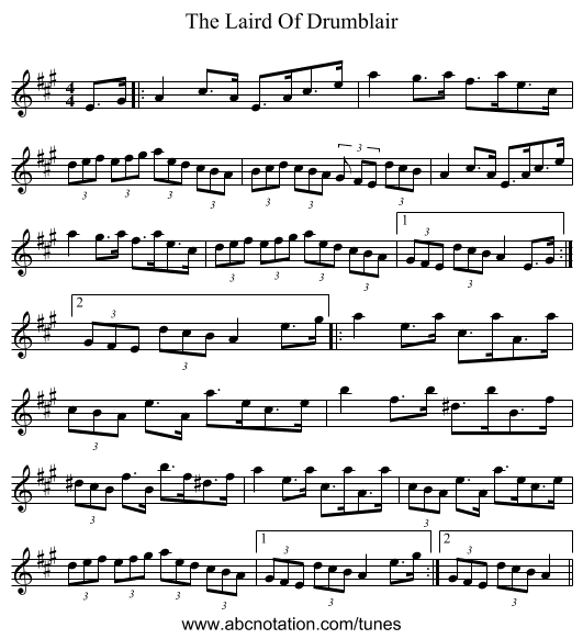 The Laird Of Drumblair - staff notation