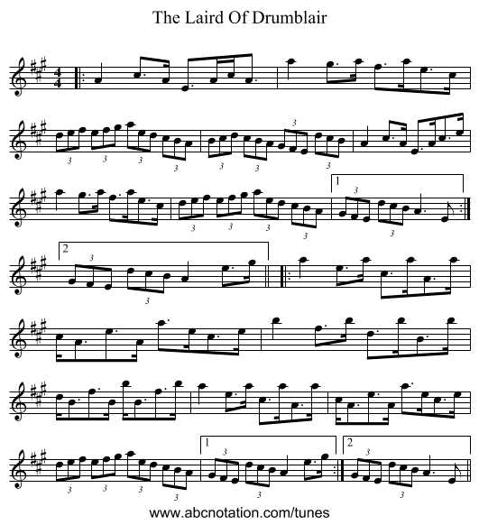 The Laird Of Drumblair - staff notation