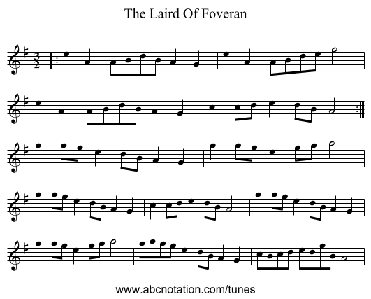The Laird Of Foveran - staff notation