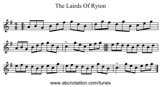 The Lairds Of Ryton - staff notation