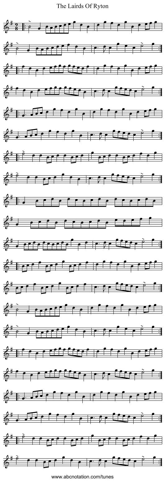 The Lairds Of Ryton - staff notation