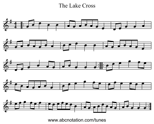 The Lake Cross - staff notation