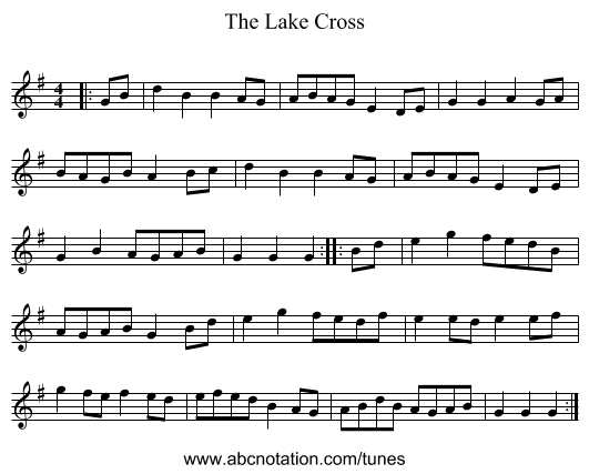 The Lake Cross - staff notation