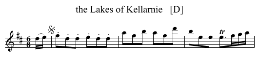the Lakes of Kellarnie   [D] - staff notation
