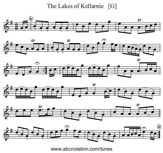 The Lakes of Kellarnie   [G] - staff notation