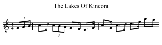 The Lakes Of Kincora - staff notation