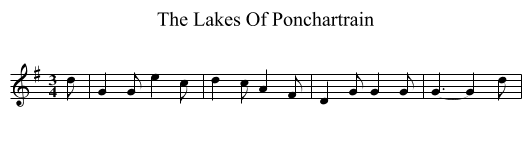 The Lakes Of Ponchartrain - staff notation