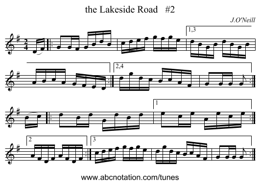 the Lakeside Road   #2 - staff notation