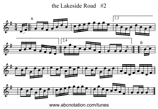 the Lakeside Road   #2 - staff notation