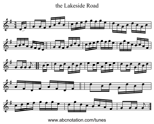 the Lakeside Road - staff notation