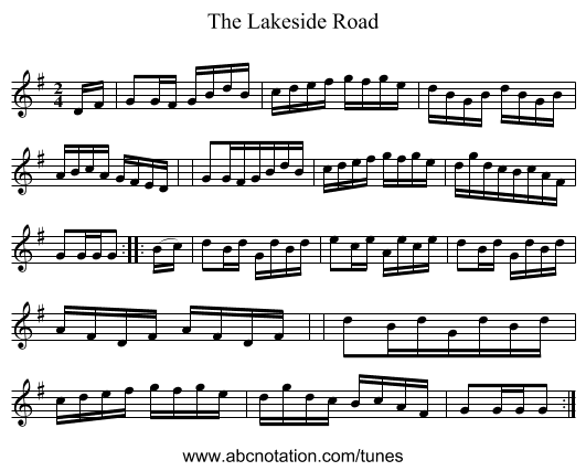 The Lakeside Road - staff notation