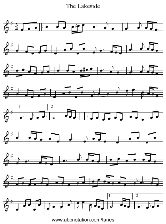 The Lakeside - staff notation