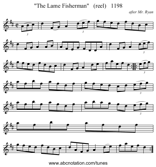 The Lame Fisherman (reel) 1198 - staff notation