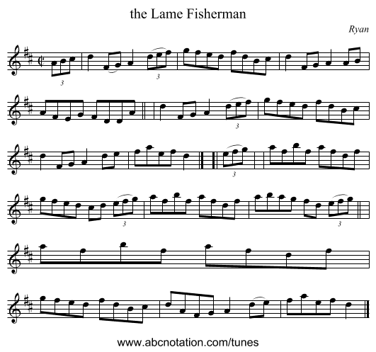 the Lame Fisherman - staff notation