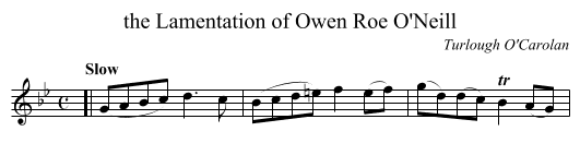 the Lamentation of Owen Roe O'Neill - staff notation