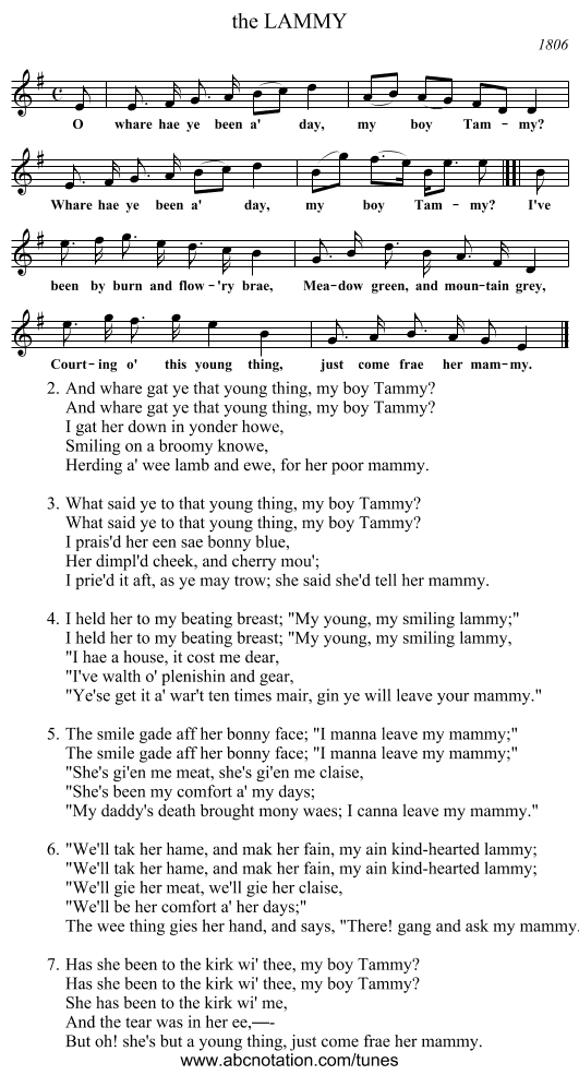 the LAMMY - staff notation
