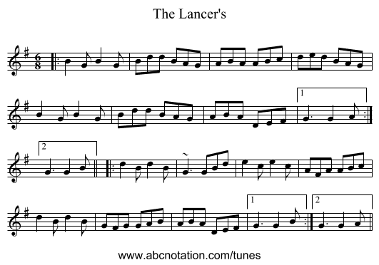 The Lancer's - staff notation