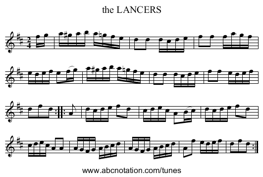 the LANCERS - staff notation