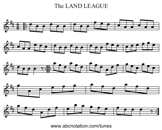 The LAND LEAGUE - staff notation
