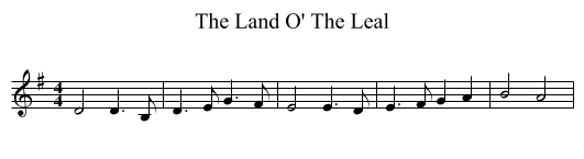 The Land O' The Leal - staff notation