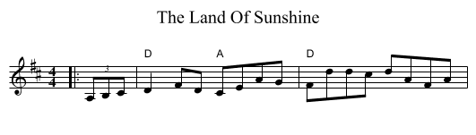 The Land Of Sunshine - staff notation