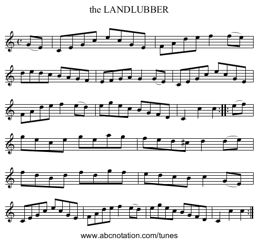 the LANDLUBBER - staff notation