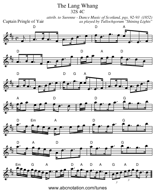 The Lang Whang - staff notation