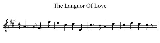 The Languor Of Love - staff notation