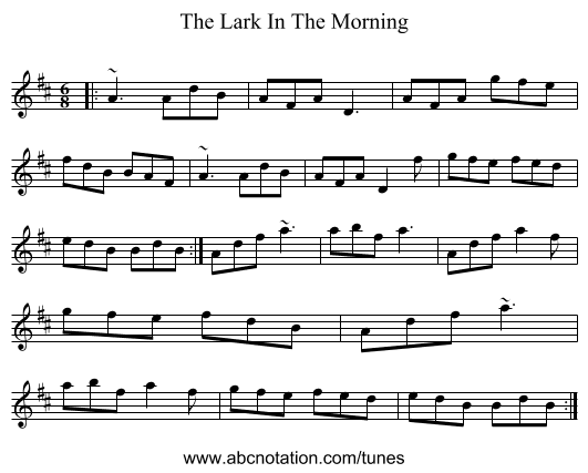 The Lark In The Morning - staff notation
